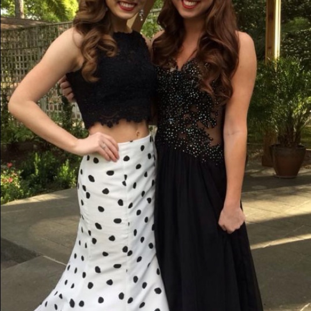 Sherri Hill Black and White Polka Dot Prom Dress